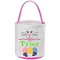 Personalized Easter Baskets for Girls Boys, VAPCUFF Easter Egg Basket Easter Gifts Easter Basket for Kids Personalized Easter Eggs Hunt Basket Easter Bunny Baskets Bags - Pink