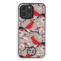 Monogram Cherry Tree Cardinals Case for iPhone 15 Pro Plus Max, Personalized iPhone Case, Gift for Her Birthday Mom Girls, Black Rubber, Slim Fit…