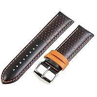 Clockwork Synergy, LLC 26mm Rally Perforated Smooth Black / Orange Leather Interchangeable Watch Band Strap
