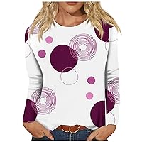 Dressy Tops For Women Fashion Casual Floral Print Long Sleeve Shirts Crewneck Loose Fit Teen Tops Sweatshirt