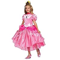 Disguise Princess Peach Costume Dress, Nintendo Super Mario Bros Deluxe Dress Up Outfit for Girls, Kids