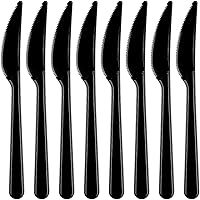 Kitchen Selection Black Plastic Knives (Pack Of 50) - Extra Heavy Classic Dinnerware, Perfect Party Supplies for Family Gatherings, Birthdays, Events, Everyday Use, & More
