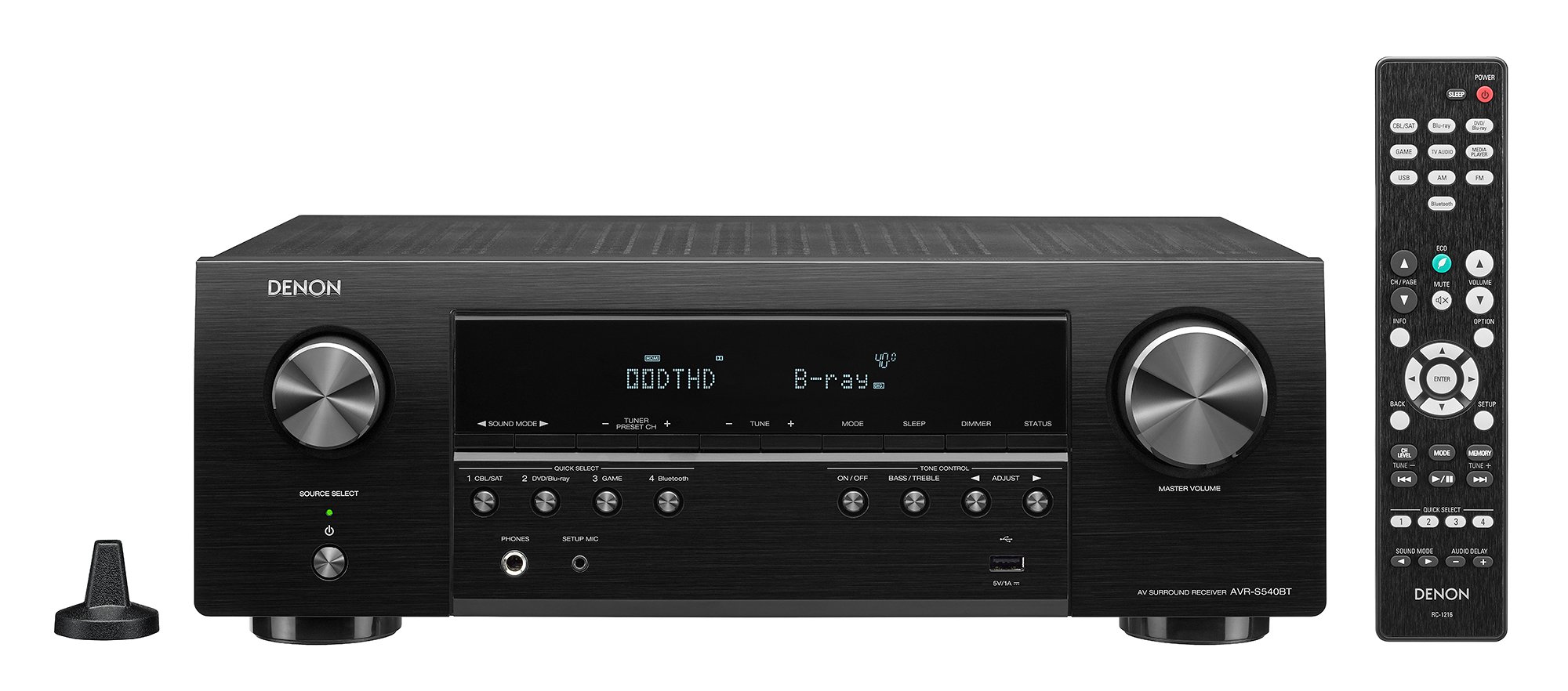 Denon AVR-S540BT 5.2 channel Receiver - 4K Ultra HD Audio Video, Bluetooth, USB port, Compatible with HEOS Link for Wireless Music Streaming (Discontinued by Manufacturer)