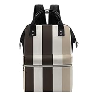 Brown White Stripes Travel Backpack Diaper Bag Lightweight Mommy Bag Shoulder Bag for Men Women