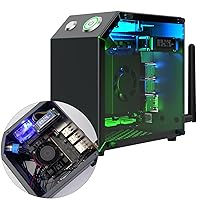 Yahboom Case for Jetson Nano Orin Nano Orin NX Xavier NX TX2-NX Heat Dissipation Metal Mini Protect Case with Cooling Fan Antenna RGB Light OLED Screen