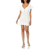 Finders Keepers Women's Riviera Cap Sleeve Lace-up Ruffle Trim Short Dress