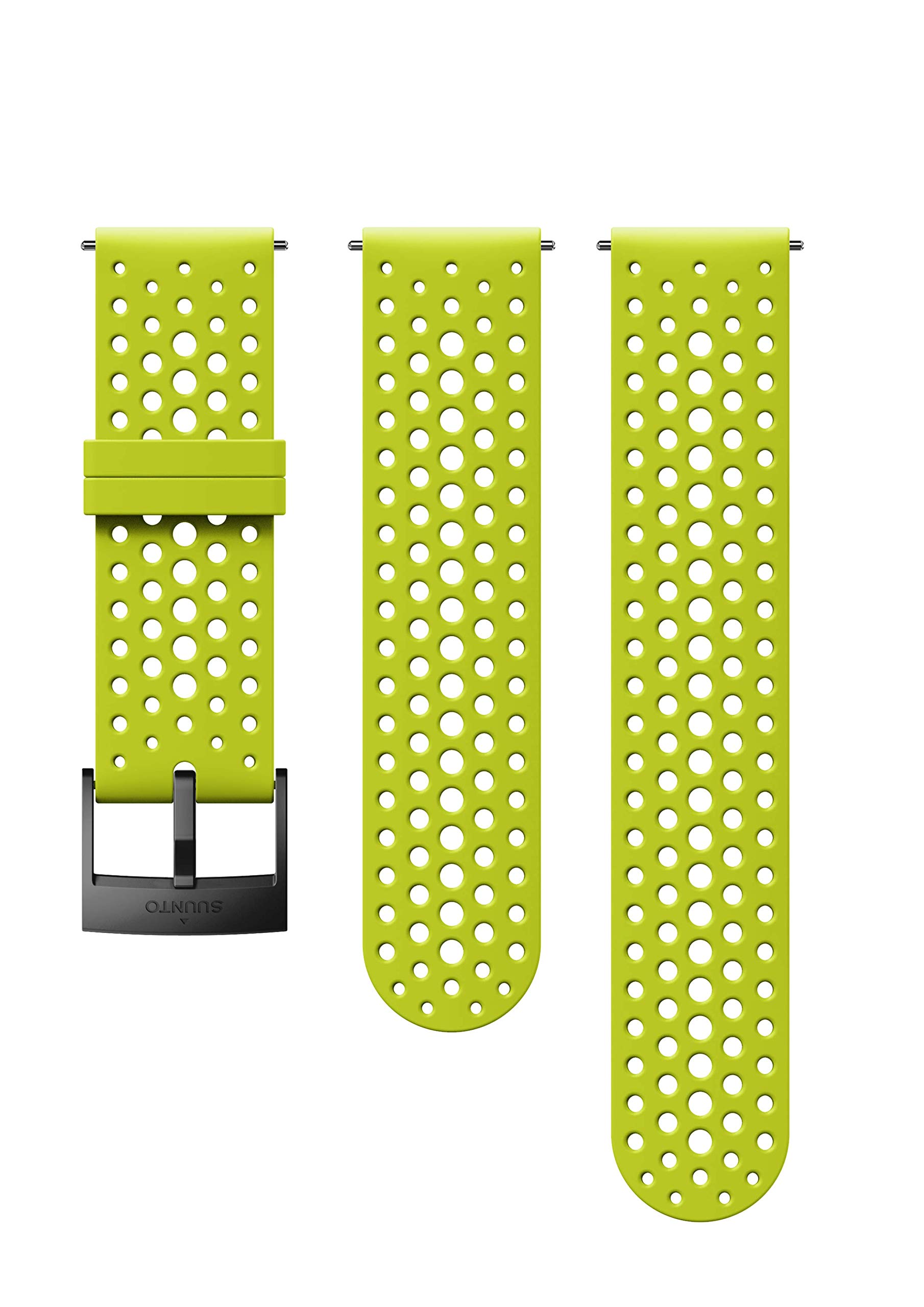 SUUNTO SS050226000 Suunto Watch Strap, 24mm, Silicone, S+M: 120-230 mm, Lime Black- Athletic, 24mm ; S+M (120-230 mm)