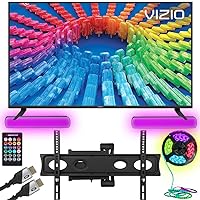 Vizio V655-H19 V-Series 65 inch Class 4K UHD HDR Smart TV (Renewed) Bundled with Monster Cables Home Theater Setup Package - Full Motion Mount, Monster HDMI Cables, & Sound Reactive RGB Light Kit