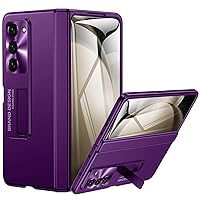 for Samsung Galaxy Z-Fold-5 Case: Slim Phone Case for Z Fold 5 with Full Hinge Protection & Kickstand & Screen Protector (Purple)
