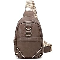 Crossbody Sling Bags for Women Small Cross Body Bag Purses Faux Leather Chest Pack Fashion Fanny Packs Taupe Cell Phone Purse for Traveling/Hiking/Everywhere