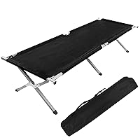 YSSOA Folding Camping Cot with Storage Bag for Adults, Portable and Lightweight Sleeping Bed for Outdoor Traveling, Hiking, Easy to Set up (Color: Black)