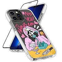 Compatible with iPhone 13 Pro Case Cute Aesthetic Clear TPU Bumper Protective Phone Case Girly Scream Skeleton Skull Pattern Print Cover Designed for iPhone 13 Pro