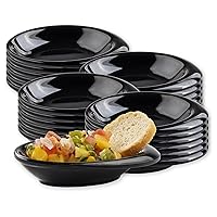 Tablecraft Melamine Mini Shallow Dishes, Small Bowls, Heavy Duty Break Resistant Commercial Foodservice Restaurant Grade, For Snack, Sauces, Soup, Appetizers, Tapas, 4 by 2.8 Oval,1.5 oz, 24 pc, Black