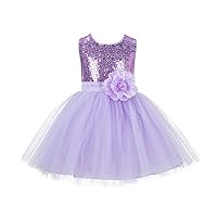 Wedding Pageant Sparkling Sequins Mesh Flower Girl Dress Tulle Toddler Holiday Gown Occasions 124