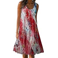 XJYIOEWT Plus Size Flowy Dress,Summer Dresses for Women Sleeveless Mini Dress Ruffle Tiered Flowy Tank Beach Sundress Gl