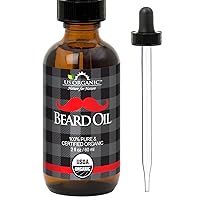 Beard Oil, 100% Pure, USDA Certified, Softens, shine, moisturizes, Amber Glass Bottle with Eye Dropper, 2 Ounce