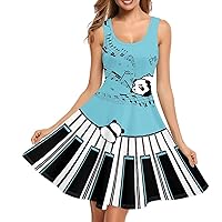 Women Puffy Dress Sleeveless Plus Size Midi Sundresses A-Line Swing Casual Dresses XS-4XL