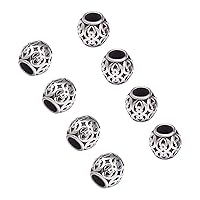 UNICRAFTALE About 10PCS Barrel European Beads 4.5mm Large Hole Beads Metal Spacer Beads 8.5mm Stainless Steel Loose Beads Antique Silver Beads for DIY Bracelet Necklace Jewelry Making