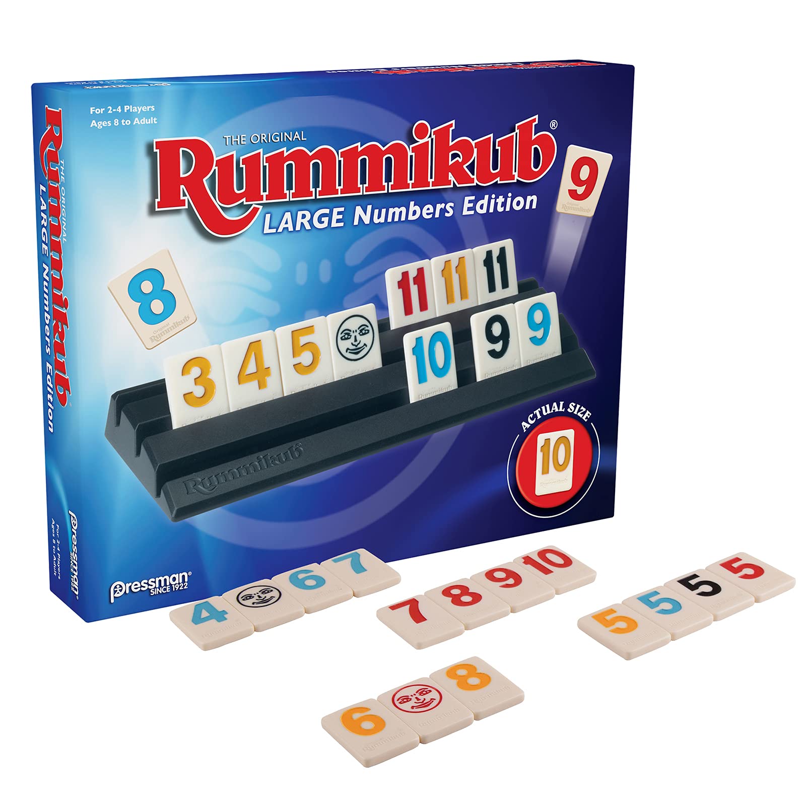 Pressman Rummikub Large Numbers Edition - The Original Rummy Tile Game Blue, 5