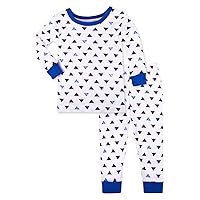 Baby Boys' Toddler Tight Fit Sleepwear, Blue and White Triangles, 24M