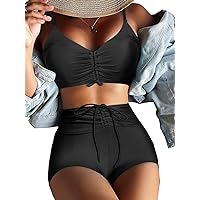 Swmmer Liket High Waisted Bikini Sets for Women Boy Shorts Swimsuits Sporty Bathing Suit