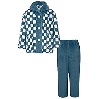FEESHOW Toddler Girls Boys Long Sleeve Flannel Sleepwear Sleepwear Set 2Pcs Button Down T-shirt with Pants Pjs Set