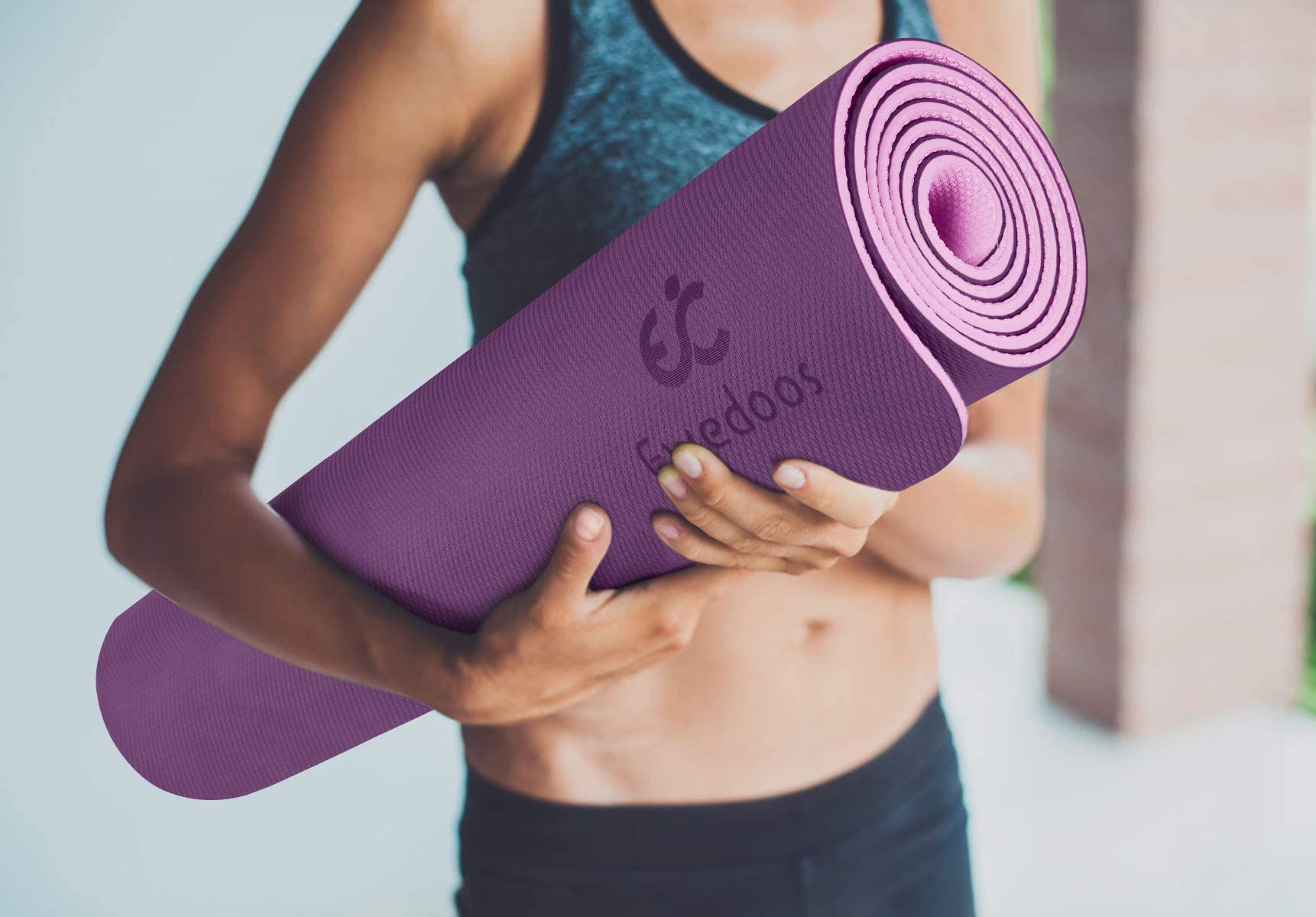 Ewedoos Yoga Mat Non Slip TPE Yoga Mats Exercise Mat Eco Friendly Workout Mat for Yoga, Pilates and Floor Exercise Thick Fitness Mat Carry Strap Included