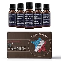 Essential Oils of France Essential Oil Gift Starter Pack 5x10ml | Basil Cypress, French Lavender, French Rose Geranium, Rosemary French | Perfect as a Gift