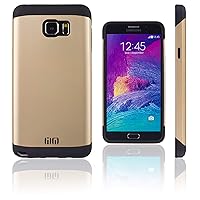 Angular Armor Hard Plastic Case for Samsung Galaxy Note 5. Rugged Dual Layer Protective Cover. Black/Golden Color