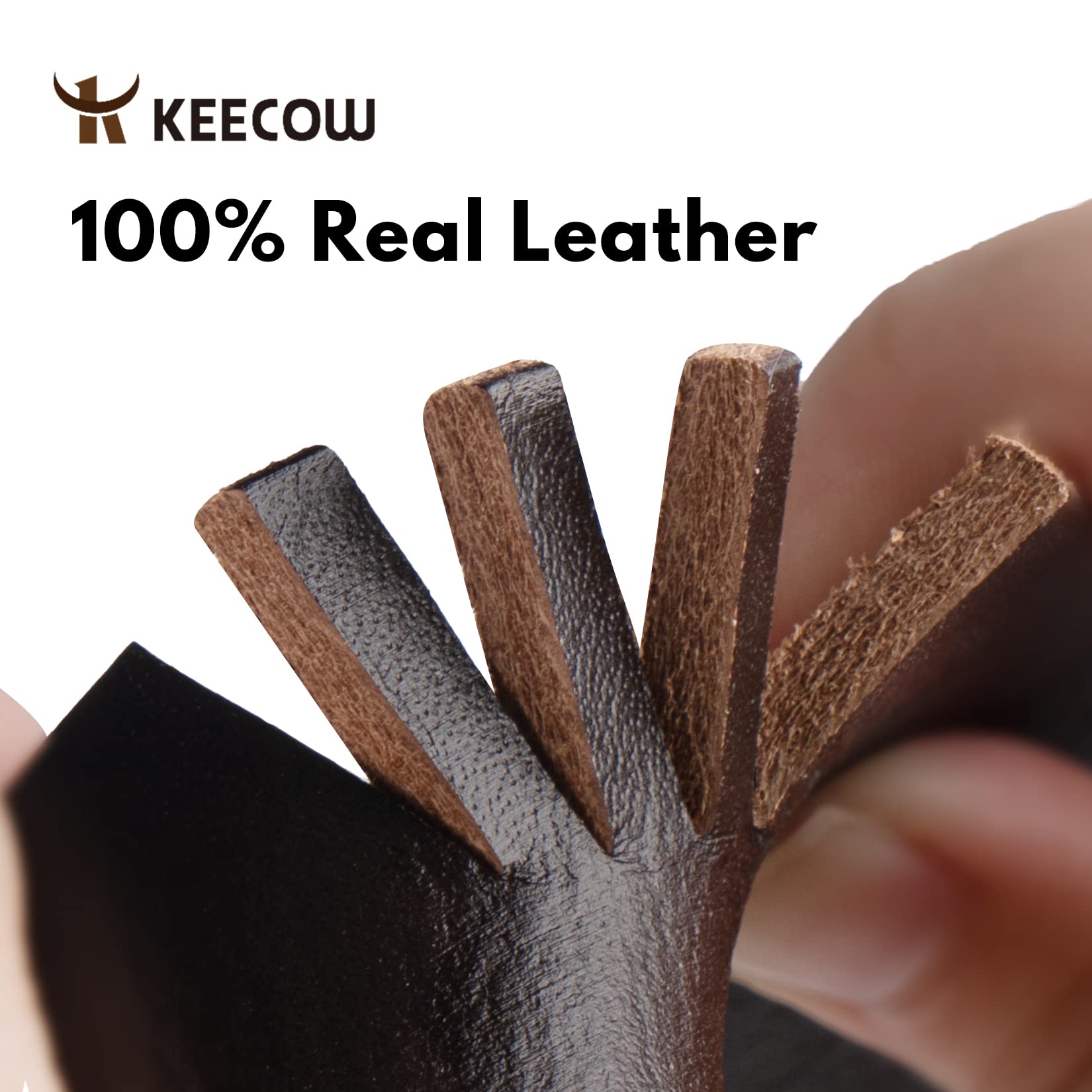 KEECOW Men's 100% Italian Cow Leather Belt Men With Anti-Scratch Buckle,Packed in a Box