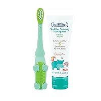 Toddler Training Toothbrush and Naturally Inspired Kids Toothpaste with Citroganix - 1.6 oz - Fluoride-Free Toothpaste and Toddler Toothbrush - 6+ Months - Alligator