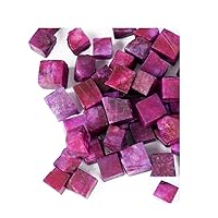 GEMHUB Healing Power Ruby Cubes 500.00 Ct Lot of 20 Pieces Faceted Red Ruby Cube Gemstone for Pendant, Bracelet DY-833