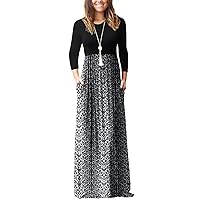 GRECERELLE Maxi Dress for Women Long Sleeve Loose Casual Long Dresses with 2 Pockets