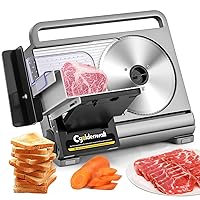 CGOLDENWALL Electric Meat Slicer Foldable Food Slicer with 2 Stainless Steel Blades, 0-15mm Adjustable Thickness, Frozen Meat/Cheese Slicer for BBQ Hot Pot Shabu, Child Lock Protection, 200W 110V