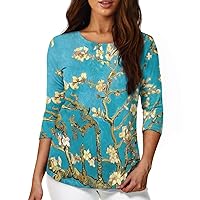 Plus Size Tops for Women 3/4 Sleeve Blouse with Soft Fabric Novelty Tunic Tops for Teen Girls Long Sleeve T-Shirt