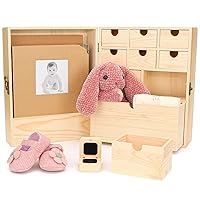 Art Secret Wood Baby Keepsake Box Newborn Personalized Baby Book First Tooth and Curl Box DIY Large Memory Organizer