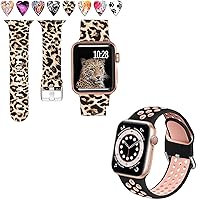 Laffav Compatible with Apple Watch Band 40mm 38mm for Women Men, Classic Leopard and Blak/Pink