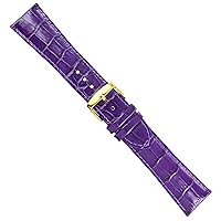 24mm deBeer Baby Crocodile Grain Purple Padded Stitched Watch Band LONG