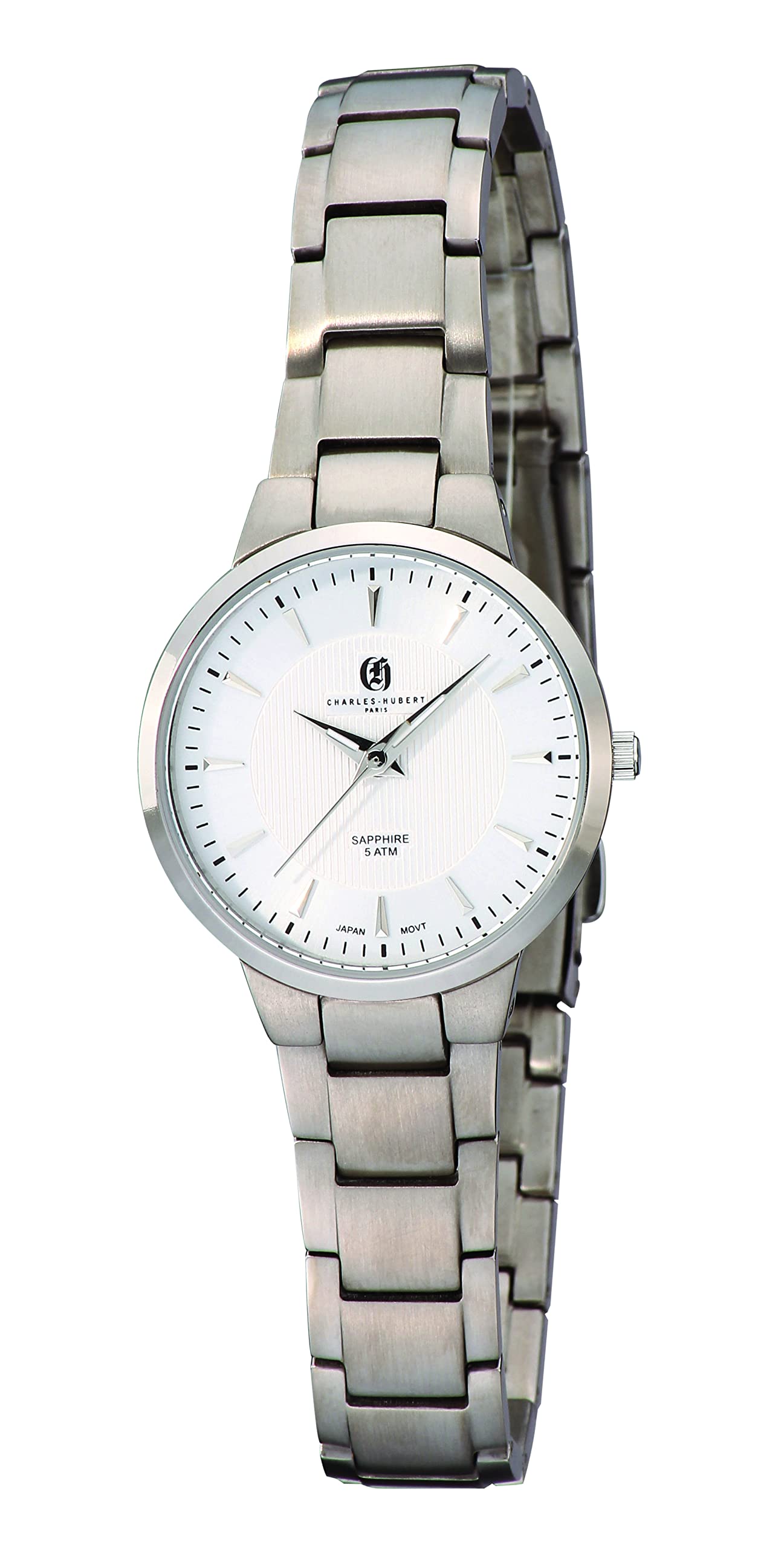 Charles-Hubert 6987-W Womens Titanium Silver Dial Ultra Slim Quartz Watch
