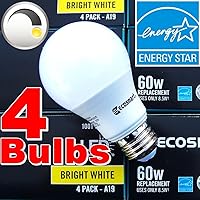 60W Equivalent Bright White A19 Energy Star + Dimmable LED Light Bulb (4-Pack)