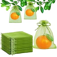 Unves 100 Pcs Fruit Protection Bags, 6 x 8 Inch Drawstring Mesh Fruit Bags for Fruit Trees Apple Orange Figs, Mesh Bags for Vegetables Garden Supplies Fruit Tree Netting Bags