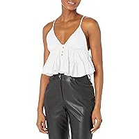 Angie Women's V-Neck Button Detail Tier Tank
