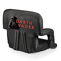 PICNIC TIME Ventura Reclining Stadium Back Support, Bleacher Seat, Beach Floor Chair, (Star Wars Darth Vader-Black)