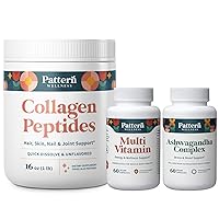 Pattern Wellness Women’s Health Bundle - Ashwagandha Complex, Multivitamin, Collagen Peptides Powder - Women’s Overall Wellness Support - 3 Pack, All-Natural, Plant-Based Formulas