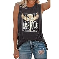 Music City Tank Top for Women Vintage Rock and Roll Shirts Casual Country Concert Shirt Summer Nashville Music T Shirt