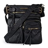 Montana West Crossbody Bag for Women Soft Washed Leather Multi Pocket Shoulder Purses