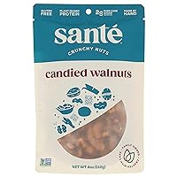 Sante Candied Walnuts | Gourmet Candied Nuts | All Natural, non-GMO | Gluten Free, Peanut Free | 4 Ounce Resealable Bag