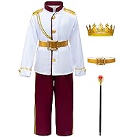 Prince Charming Costume for Kids Boys Royal Prince King Outfit Party Cosplay 4-10 Years