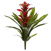 Nearly Natural 15in. Bromeliad Artificial (Set of 4) Silk Flowers, 15