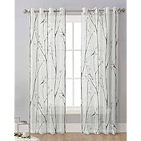 Tree Branch Sheer Curtains 84 Inch Length 2 Panels Set, Grommet Kitchen Curtains Sheer Window Curtain for Living Room Bedroom Light & Airy Privacy Drapes Vintage Farmhouse Birds Spring Summer